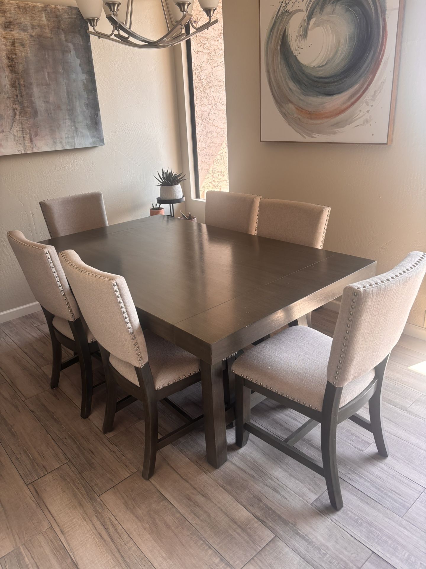 Dining Room Table With Six Chairs And Two Inserts