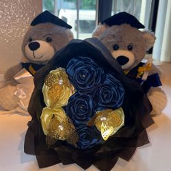 Cute Graduation Bears With Customized Butterfly Flowers
