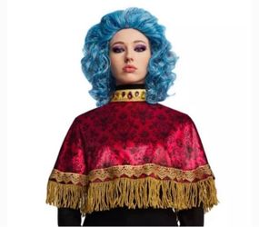 Disney Haunted Mansion Wig and Cape Set - Red, Gold, Blue