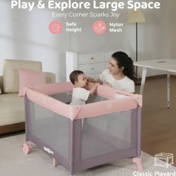 Pink Baby Played With Bassinet & Changing Table