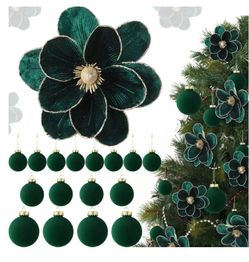 Holiday  Poinsettia  & Ornaments - 24 