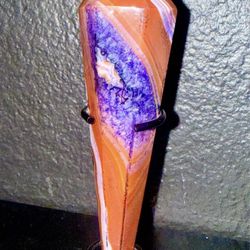 Carnelian Agate Crystal Tower w/ Amethyst Druzy Geode Pocket