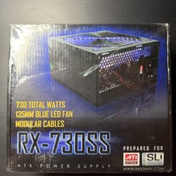Raidmax Hybrid Series 730W Power Supply RX-730SS Blue LED Fan NEW SEALED