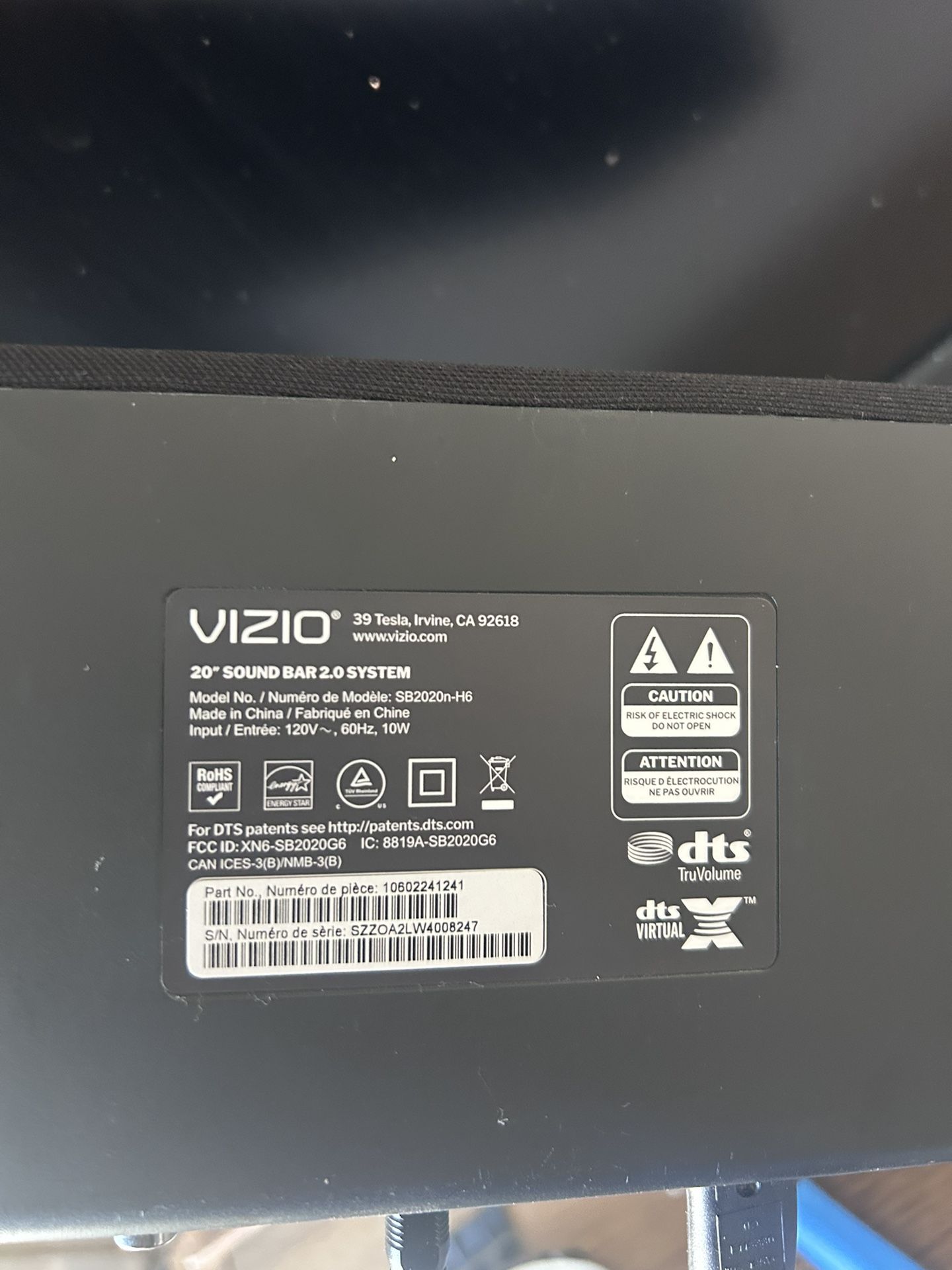 Vizio 20’’ Sound Bar W/ Remote