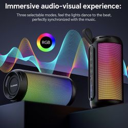 🆕 In 📦 Bluetooth Speaker Wireless TWS Pairing,26W HD Loud Stereo,Portable6.0with16H Playtime,RGB LED Light,IPX5Waterproof for Home,Outdoor,Party,Gif