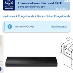 New Never Used Kitchen Range Hood. Broan 30 Inch Convertible.