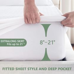 Premium Waterproof Mattress Protector Queen Size, Breathable Bed Cover 3D Air Fabric Cooling Mattress Pad Cover Smooth Soft Noiseless Washable, 8''-21