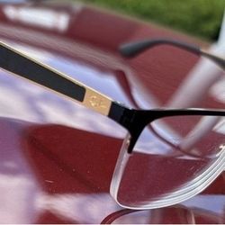 Ray-Ban Eyeglasses Frames RB 6(contact info removed) Polished Black & Gold Half Rim54[]17 145