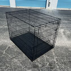 42x28x30in Extra Large Black Metal Single Door Dog Pet Animal Cage Containment Crate! Great for dogs 71-90lbs Like New!