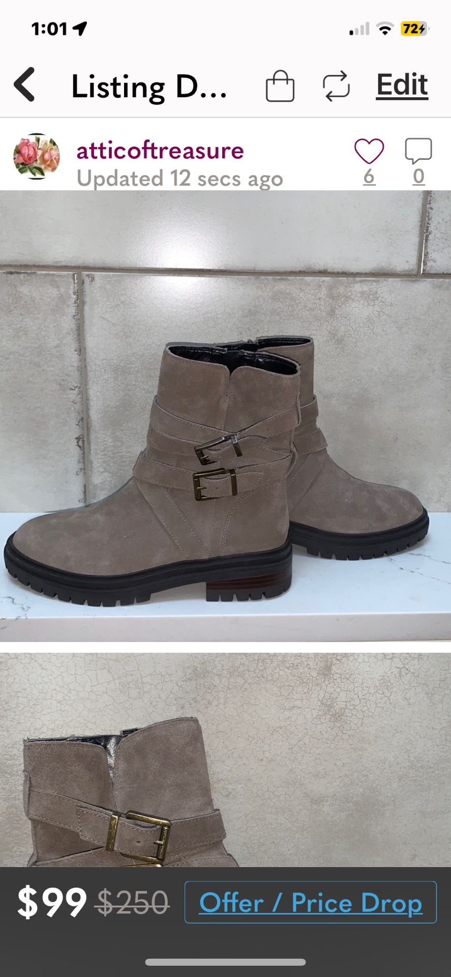 Vince Camuto Bootie Boot Suede VP Belisha2 Moto 8M NEW no box