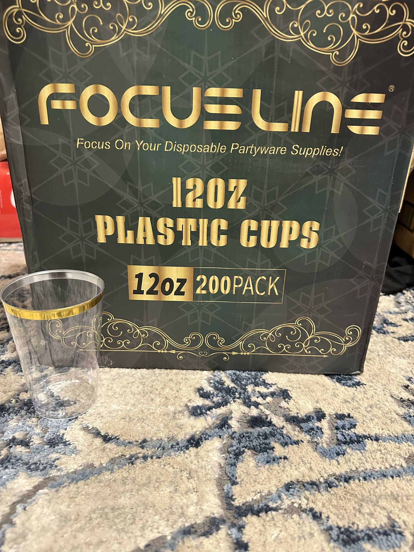 Gold Rimmed Plastic Cups 