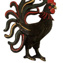 Vintage Cast Iron 9” Chicken/Rooster Metal Wall Folk Art