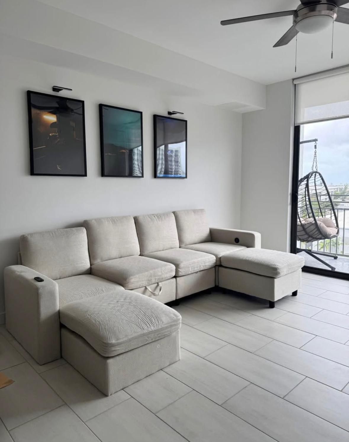 U-Shaped Storage Modular Sectional Sofa Sleeper Couch