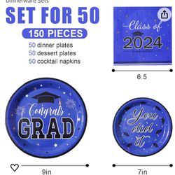 Set Of Plates And Napkins For Graduation For 50 People And 2 Big Banners 