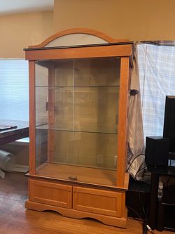 Wood and Glass Curio Display Cabinet