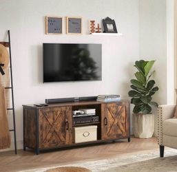 TV Cabinet with Farmhouse Barn Doors, TV Stand for 65 Inch TV, TV Console Table