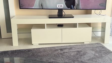 White TV Stand with Two Drawers