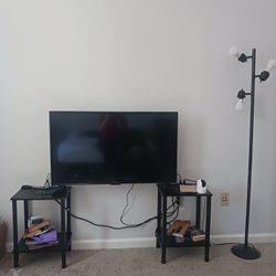 Matching Night Stands With USB And Regular Charging Plugs 