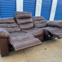 FUX LEATHER 3 SEATER POWER FULLY RECLINER ‼️‼️‼️