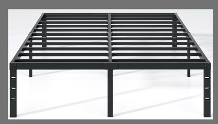 Metal Bed Frame, Queen Size Bed Frame with Storage Space, Heavy Duty Sturdy Mattress Foundation, Easy Assembly,No Box Spring Needed, Black, 14 Inch, Q