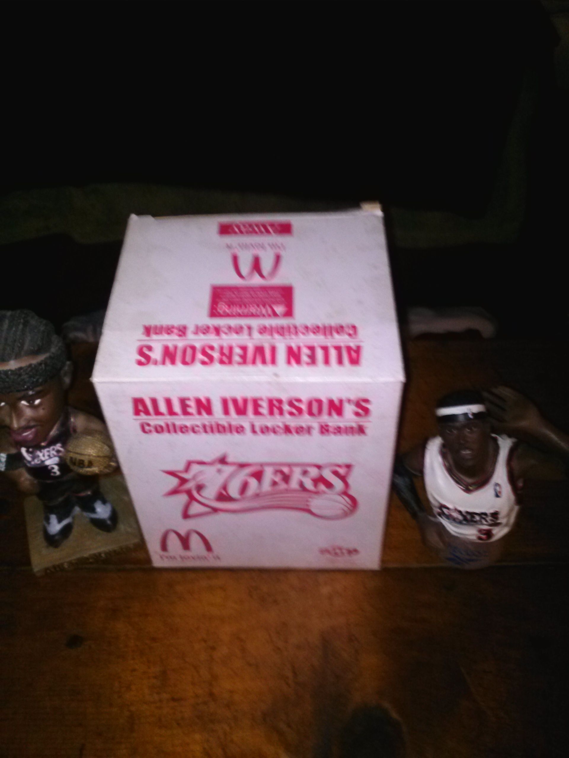 Allen Iverson collectibles just bobblehead, and statue bust of Iverson