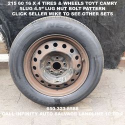 215 60 16 X 4 Tires & Wheels Off Toyota Camry With 5lug 4.5" Lug Nut Bolt Pattern.