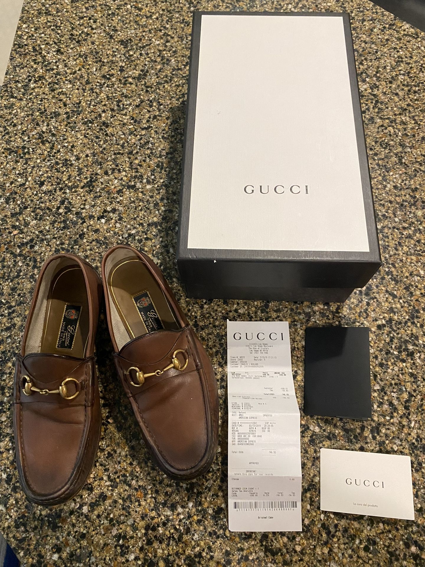 Authentic GUCCI Horsebit 1953 Mens Brown Leather Loafers 307929BLM00 Box+Receipt