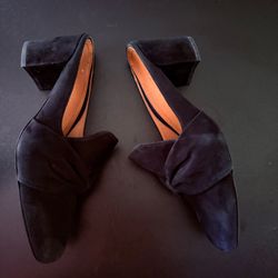 Vionic Presley black velvet bow mules Size 9 casual business comfort squared toe
