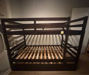 Twin Over Twin Wood Bunk Bed with Trundle Bed By Harriet Bee