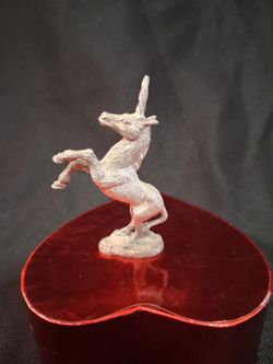 Silver Metal Rearing Unicorn Figurine