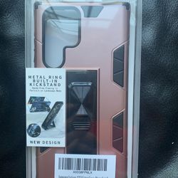 Samsung Galaxy S22 Ultra Case Rose Gold Metal Ring Built-in Kickstand New Sealed Box