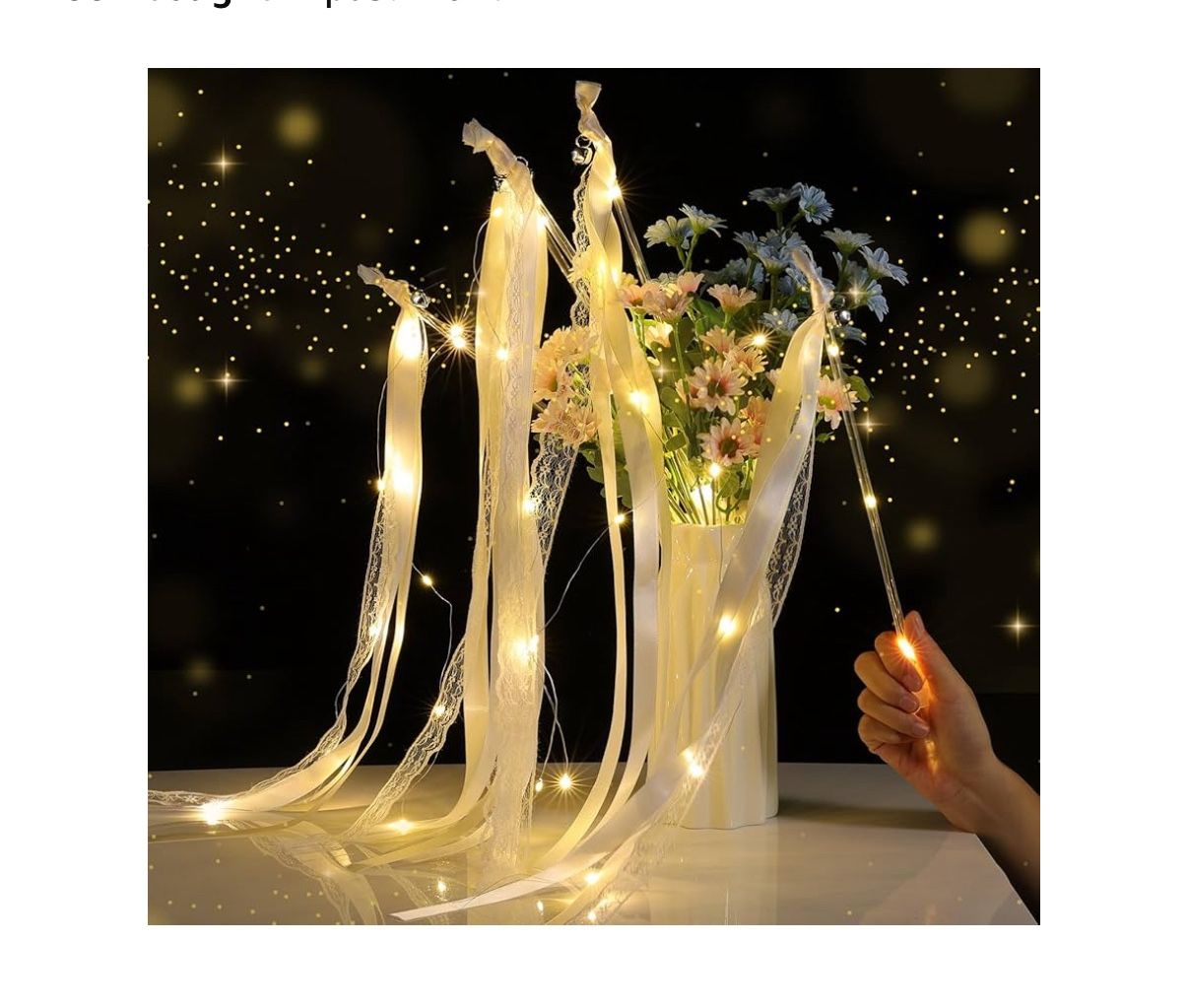50 Pcs Wedding Wands Ribbon Streamers with 3 Colorful Flashing Modes,