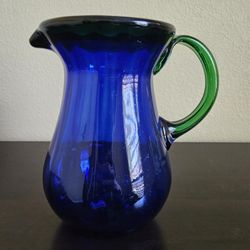 Glass Pitcher Blue & Green