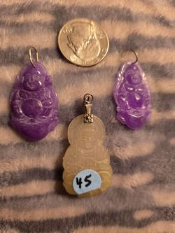 3 laughing Buddha pendant lavender Jadeite happiness good luck Buddhas Culver City area