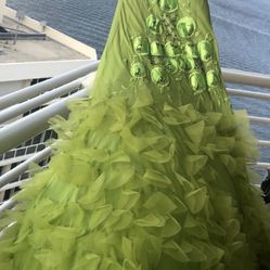 slim fit dress slacks Dave and Johnny 6690 Neon Lime Prom Dress – PROM BAE