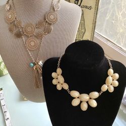 Lot Of Three Necklaces Statement Pieces