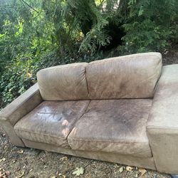 $0 Free!! Brown Leather Couch 