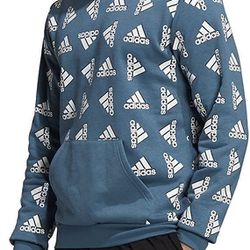 NEW ADIDAS All Over Print Fleece Hoodie Men Casual Sweater, Size Small