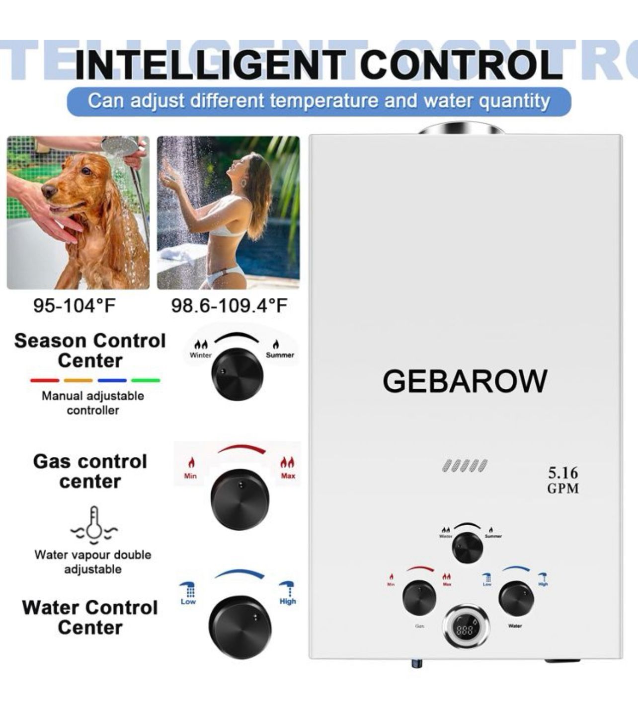 GEBAROW Tankless Water Heater Propane