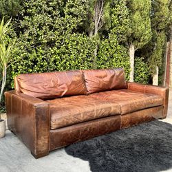 Restoration Hardware RH Maxwell 8’ Luxe Modern Leather Couch Sofa