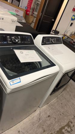 GE top load washer and front load electric dryer