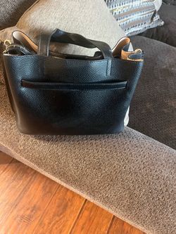 Black Pebbled Leather Tote Handbag