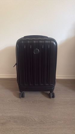 Delsey Paris Black Hard Shell Carry-On Luggage with Front Laptop Pocket