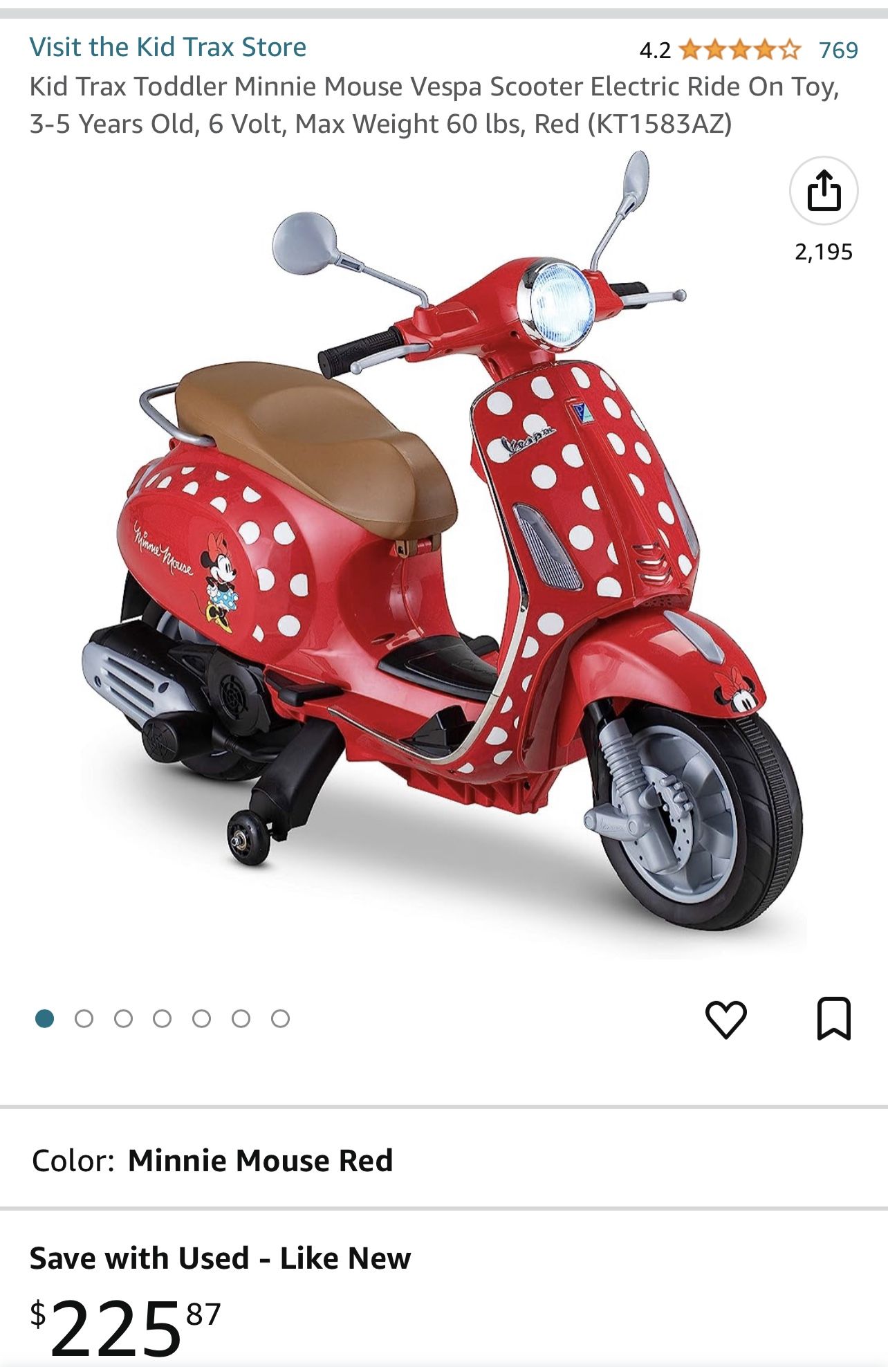 Minnie Mouse Vespa Scooter Electric Ride On Toy