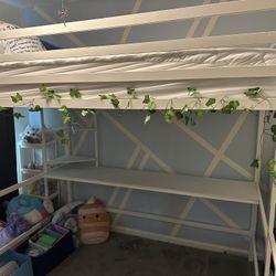 Full Size Loft Bed With Shelves 