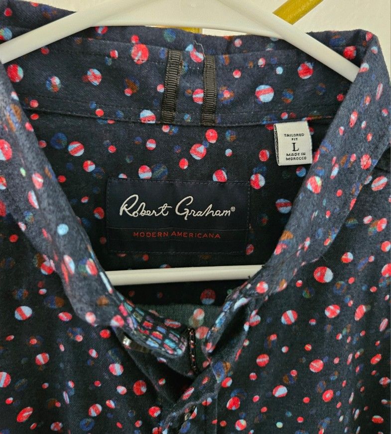 Robert Graham Men Lucena Shirt, Blue Size L ( Brand New)