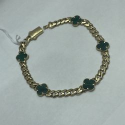 CLOVER BRACELET 10KT YELLOW GOLD, 7” LENGHT, 6.5 GRAMS 