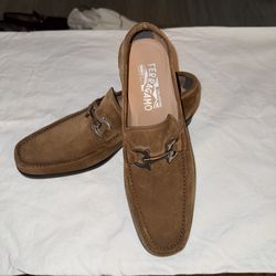 New Ferragamo Brown Suede Loafers - Size 7E