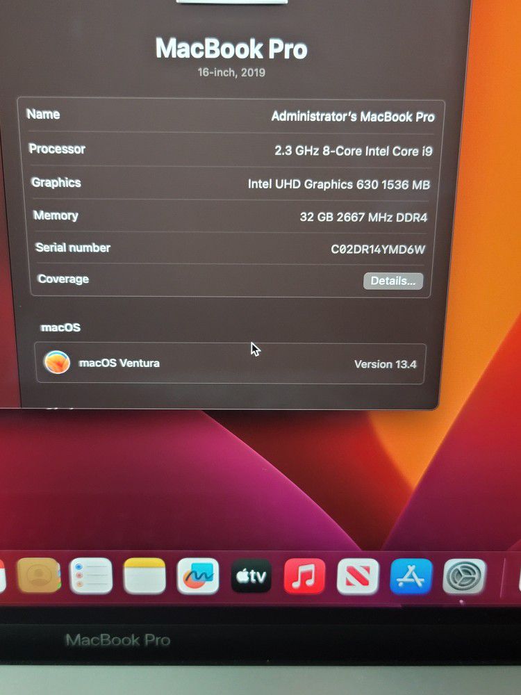 Macbook Pro 2019 16inch Intel I9 32gb Ram 1tb Ssd 
