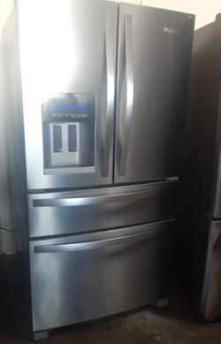 Whirlpool 4 Door Counter Depth Stainless Steel Refrigerator Fridge
